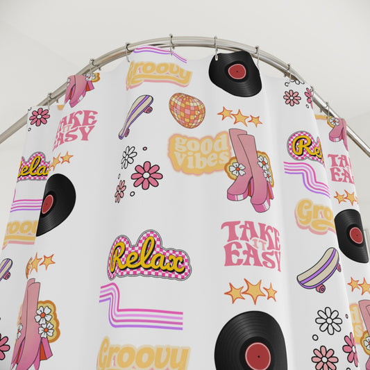 Groovy Shower Curtain, Retro Bathroom Decor