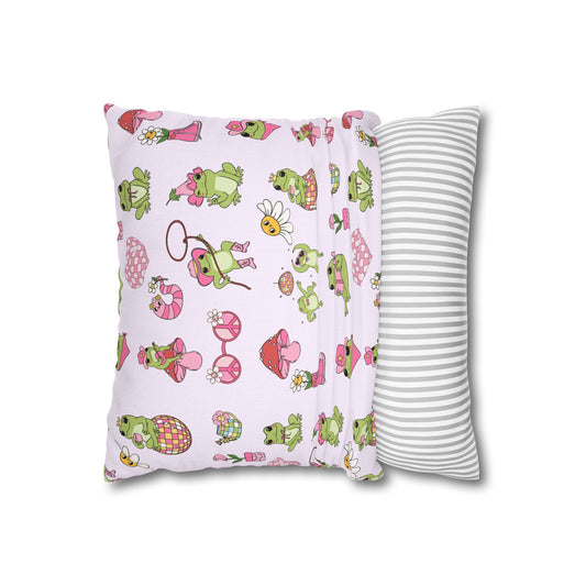 Frog-Themed Square Pillowcase, Frog Decor | Fun Home Decor