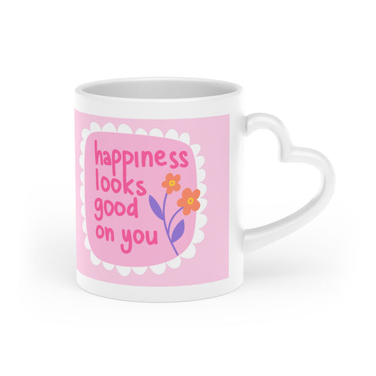 Happiness Looks Good On You Heart-Shaped Mug