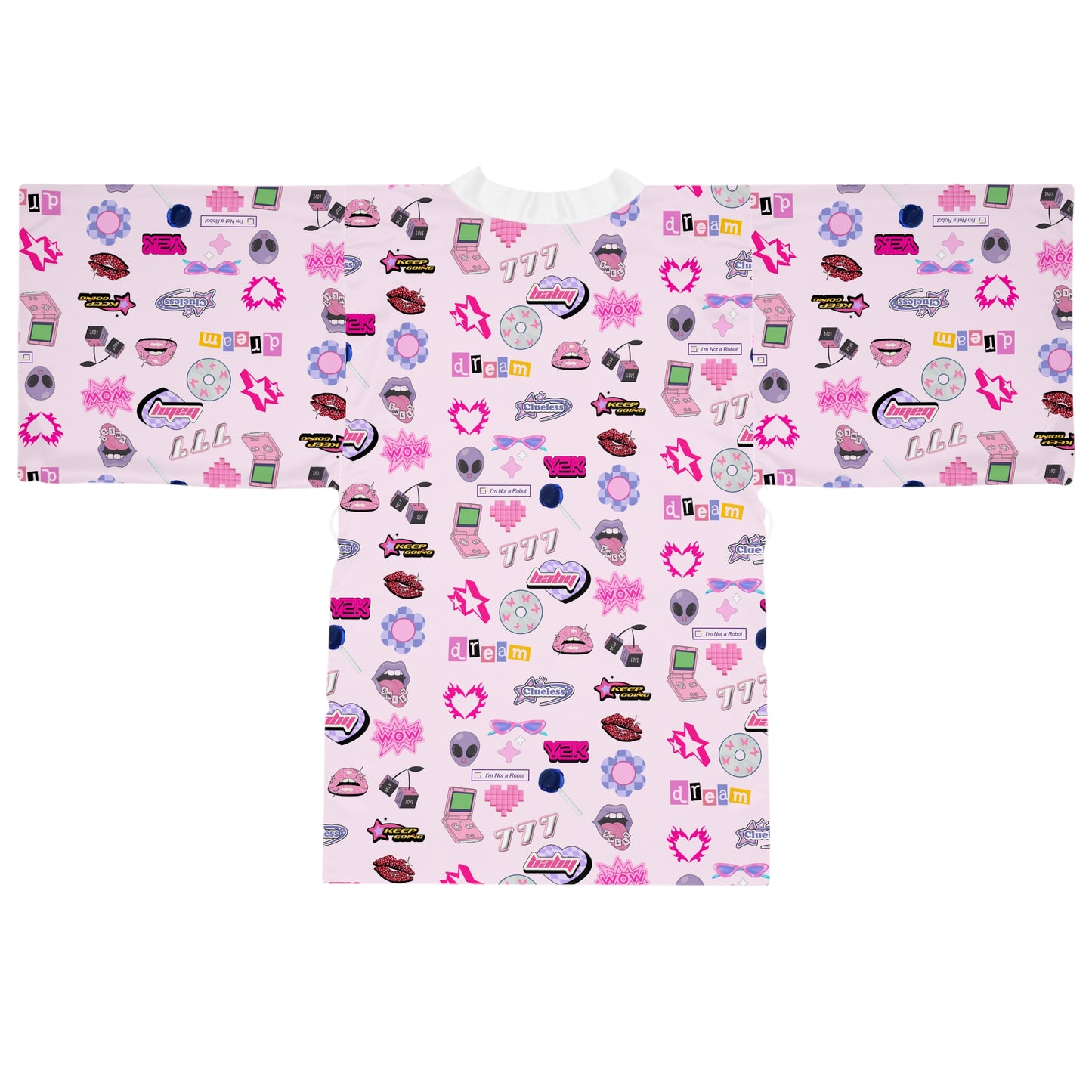 Long Sleeve Kimono Robe, Y2K Lounge Wear