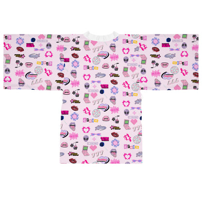 Long Sleeve Kimono Robe, Y2K Lounge Wear