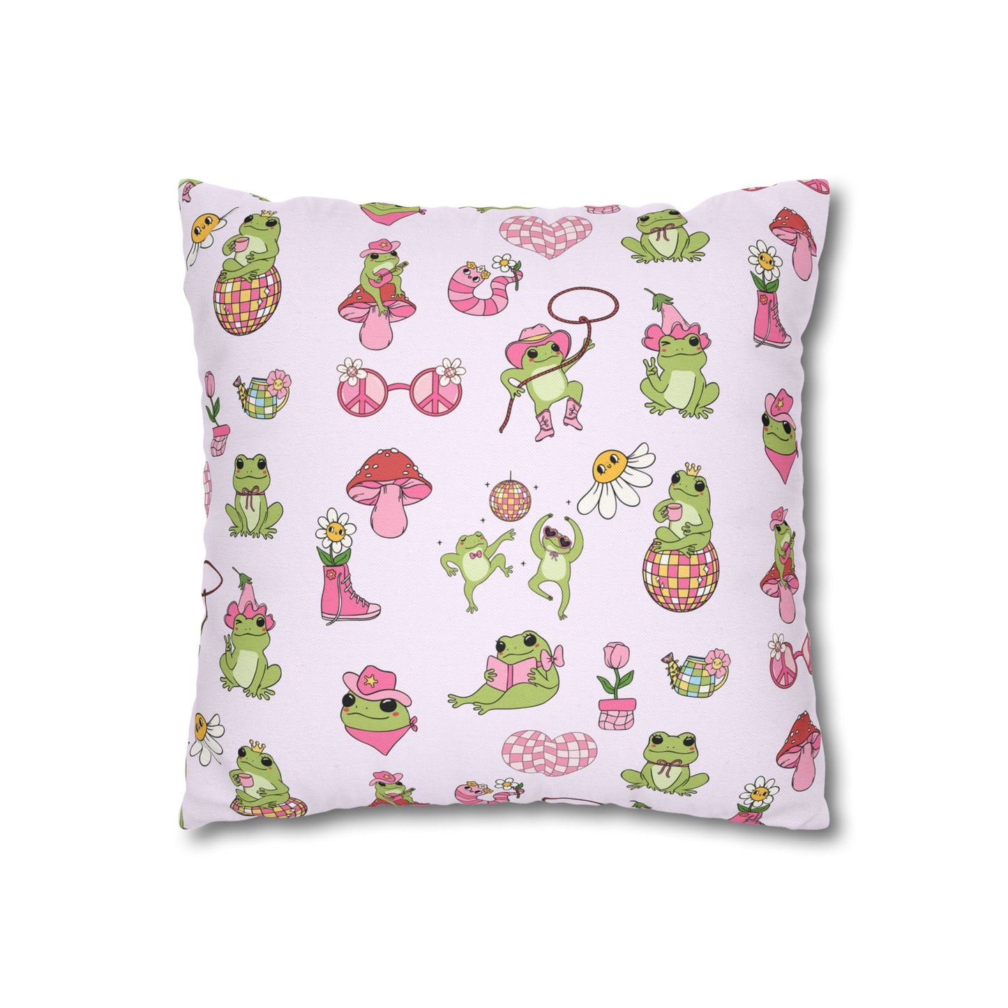 Frog-Themed Square Pillowcase, Frog Decor | Fun Home Decor