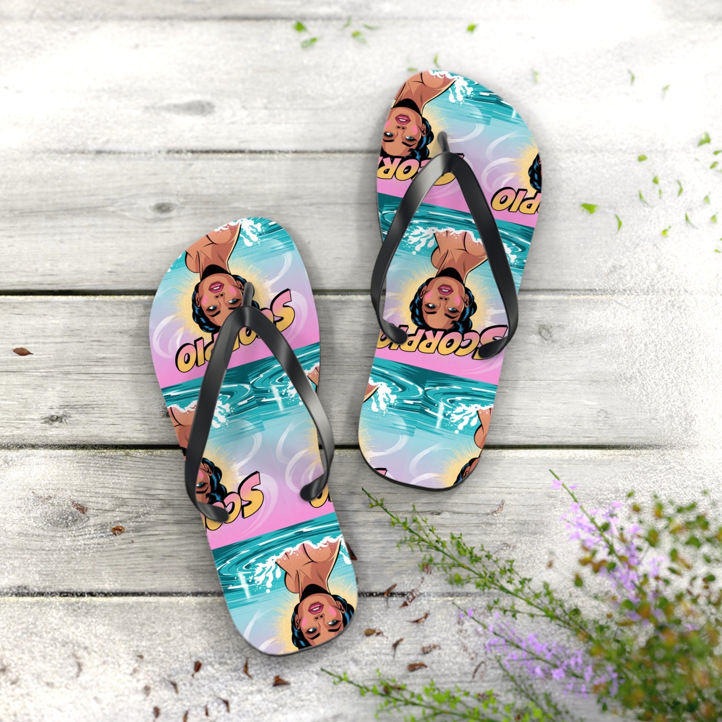 ‘Scorpio’ Zodiac Flops | Fun Beach Sandals, Astrology Gifts