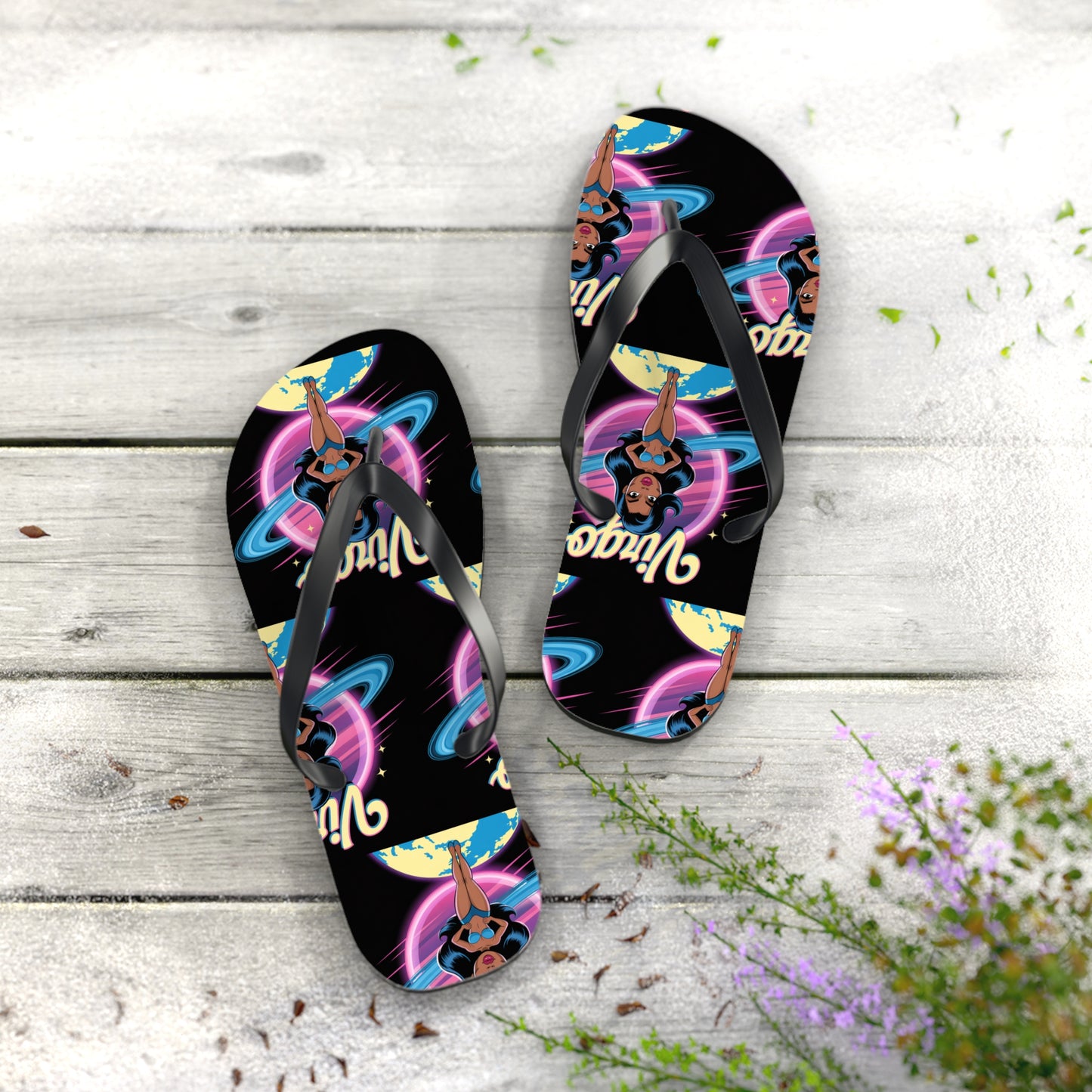 ‘VIRGO’ Cosmic Flip Flops, Beach Footwear, Summer Sandals