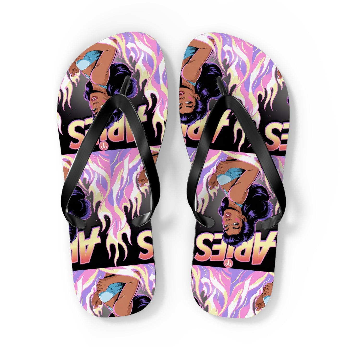 ‘ARIES’ Graphic Flip Flops - Beach Footwear, Vacation Essentials