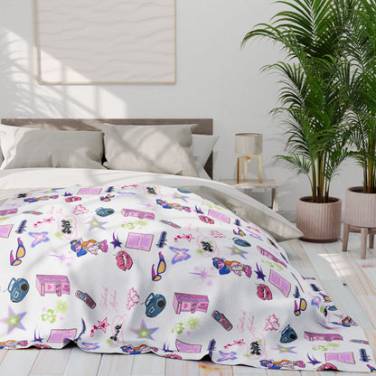 Vibrant Y2K Fleece Blanket | Kidcore nostalgic design
