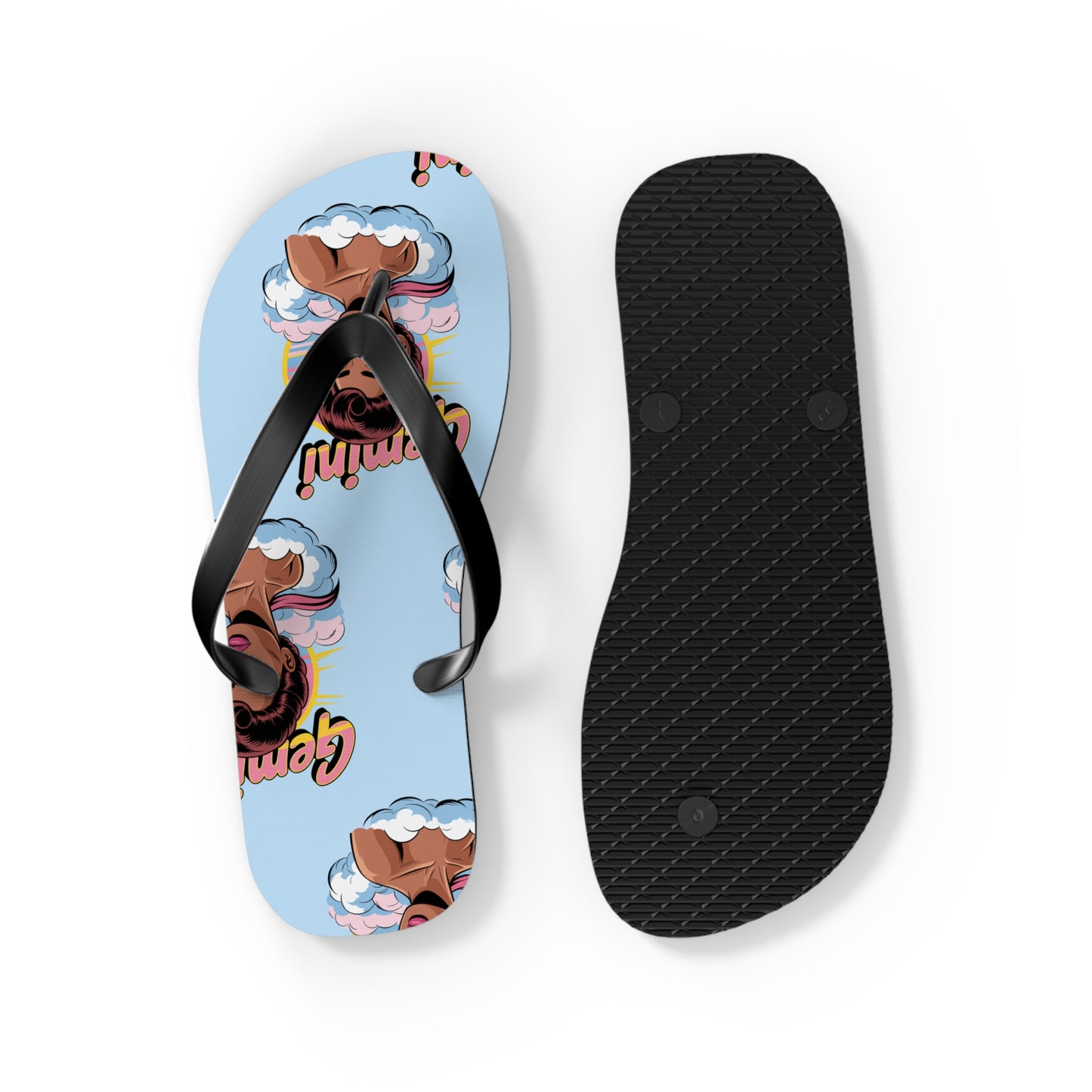 ‘GEMINI’ Graphic Flip Flops, Summer Footwear, Vacation Sandals