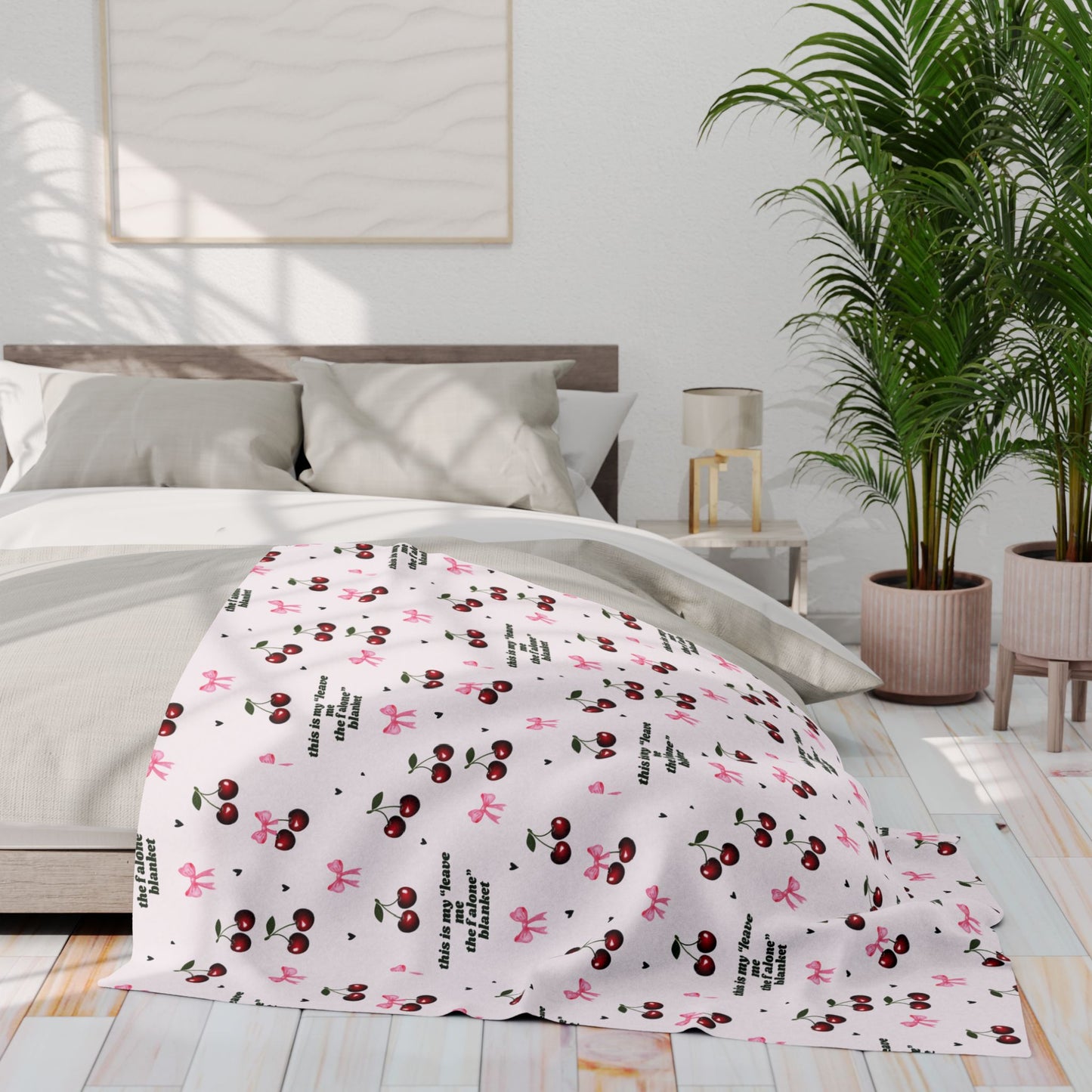 Cozy Cherry Fleece Blanket - Cute Cherry Print
