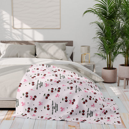 Cozy Cherry Fleece Blanket - Cute Cherry Print