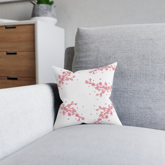 Cherry Blossom Square Pillow, Floral Home Decor, Spring Couch Cushion