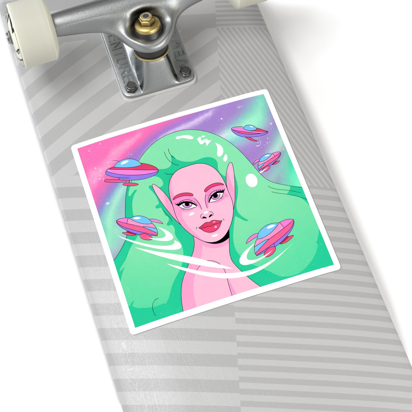 Vibrant Alien Vibe Square Stickers - Perfect for Laptops, Journals & more!
