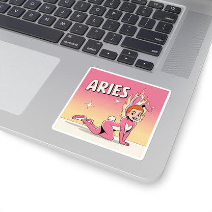 Aries Zodiac Square Stickers | Cute Astrological Decals for Laptops