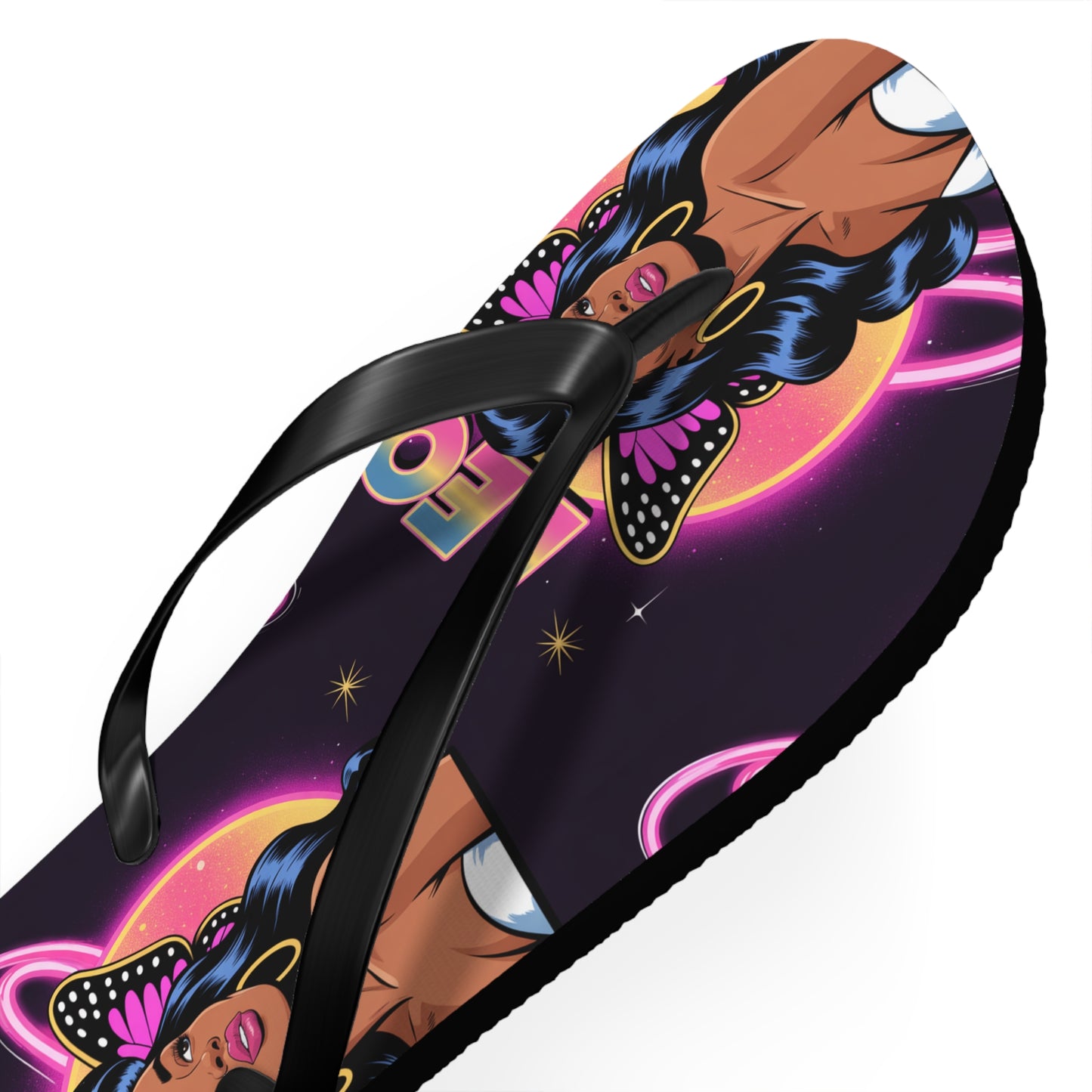 ‘LEO’ Vibrant Graphic Flip Flops, Fun Summer Footwear, Beach Comfort