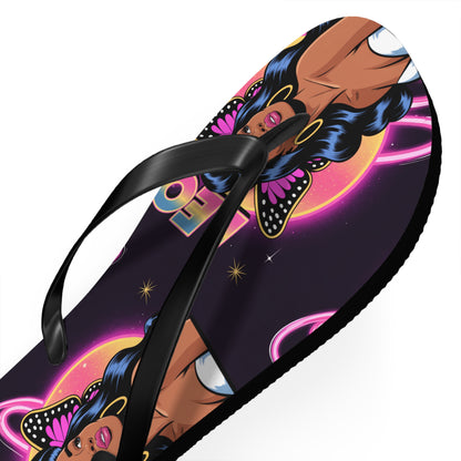 ‘LEO’ Vibrant Graphic Flip Flops, Fun Summer Footwear, Beach Comfort