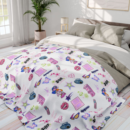 Vibrant Y2K Fleece Blanket | Kidcore nostalgic design