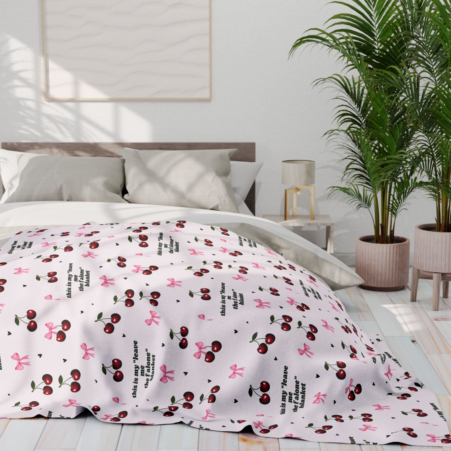 Cozy Cherry Fleece Blanket - Cute Cherry Print