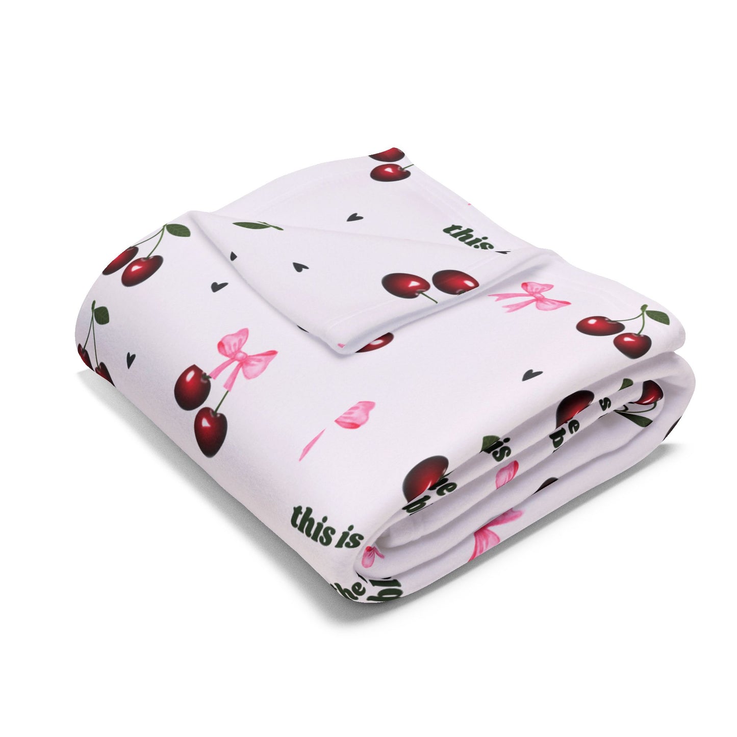 Cozy Cherry Fleece Blanket - Cute Cherry Print