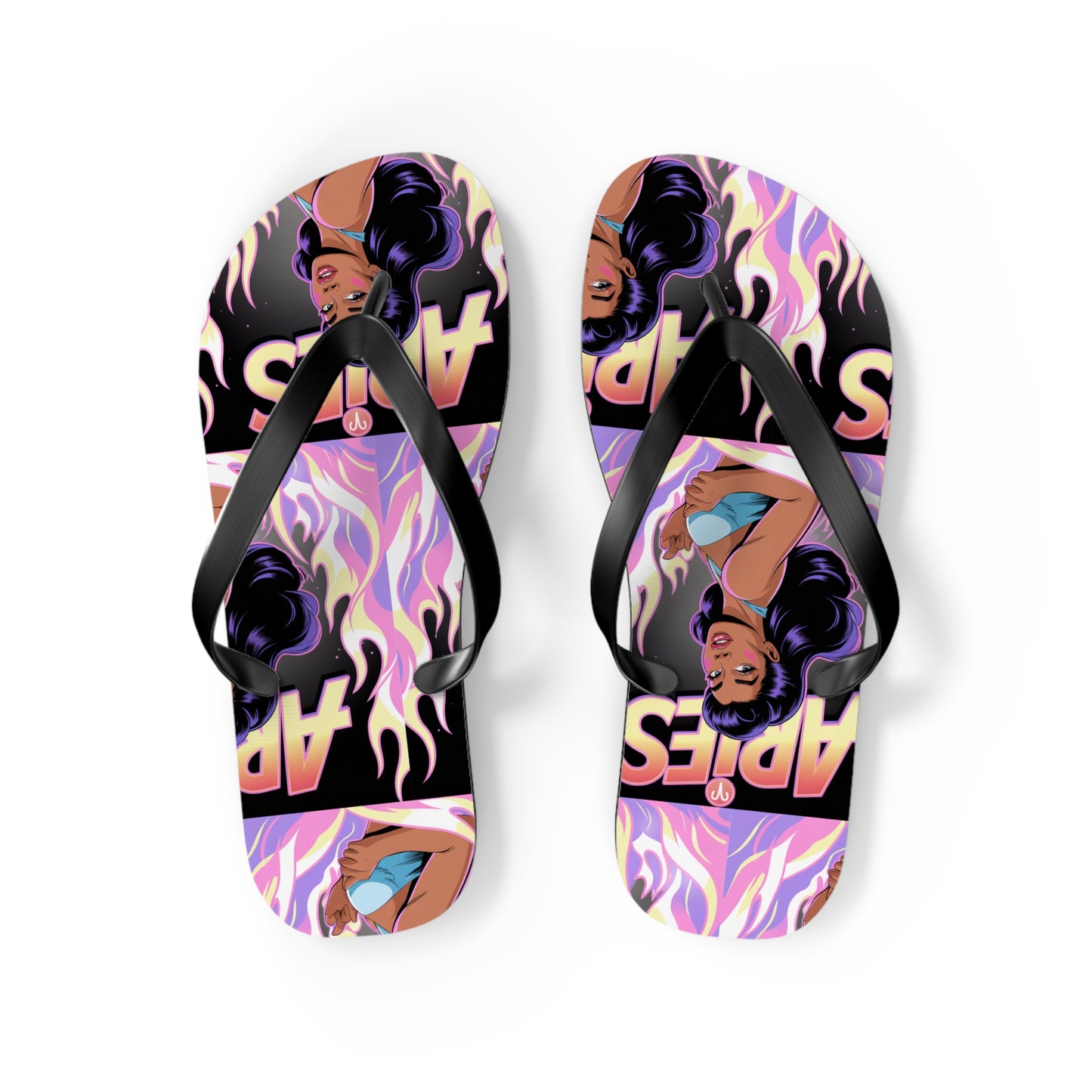 ‘ARIES’ Graphic Flip Flops - Beach Footwear, Vacation Essentials