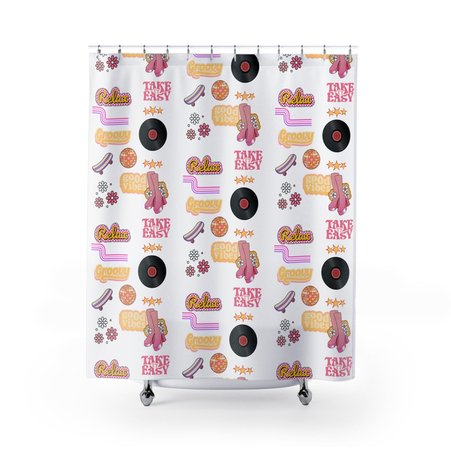 Groovy Shower Curtain, Retro Bathroom Decor