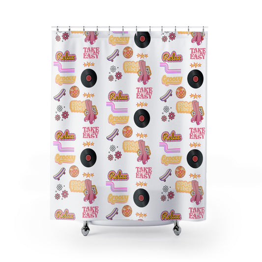 Groovy Shower Curtain, Retro Bathroom Decor