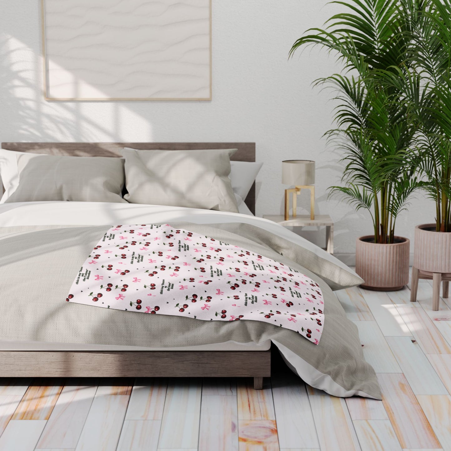 Cozy Cherry Fleece Blanket - Cute Cherry Print