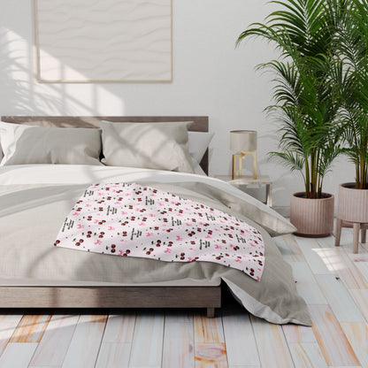 Cozy Cherry Fleece Blanket - Cute Cherry Print