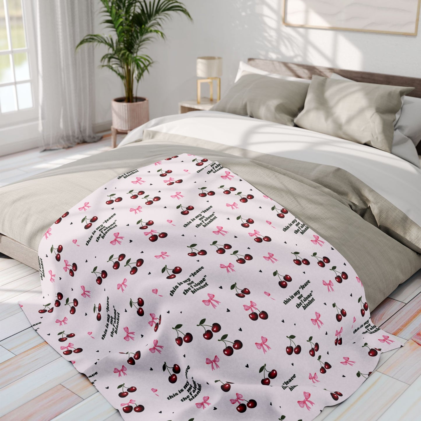 Cozy Cherry Fleece Blanket - Cute Cherry Print