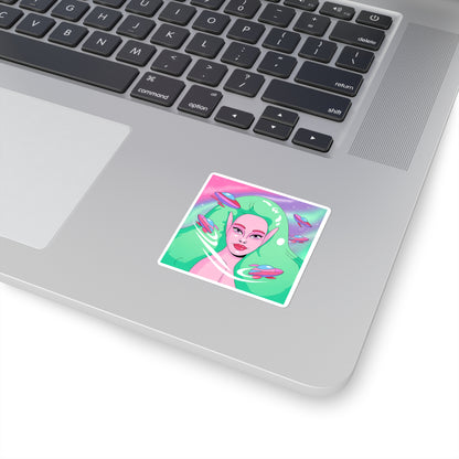 Vibrant Alien Vibe Square Stickers - Perfect for Laptops, Journals & more!