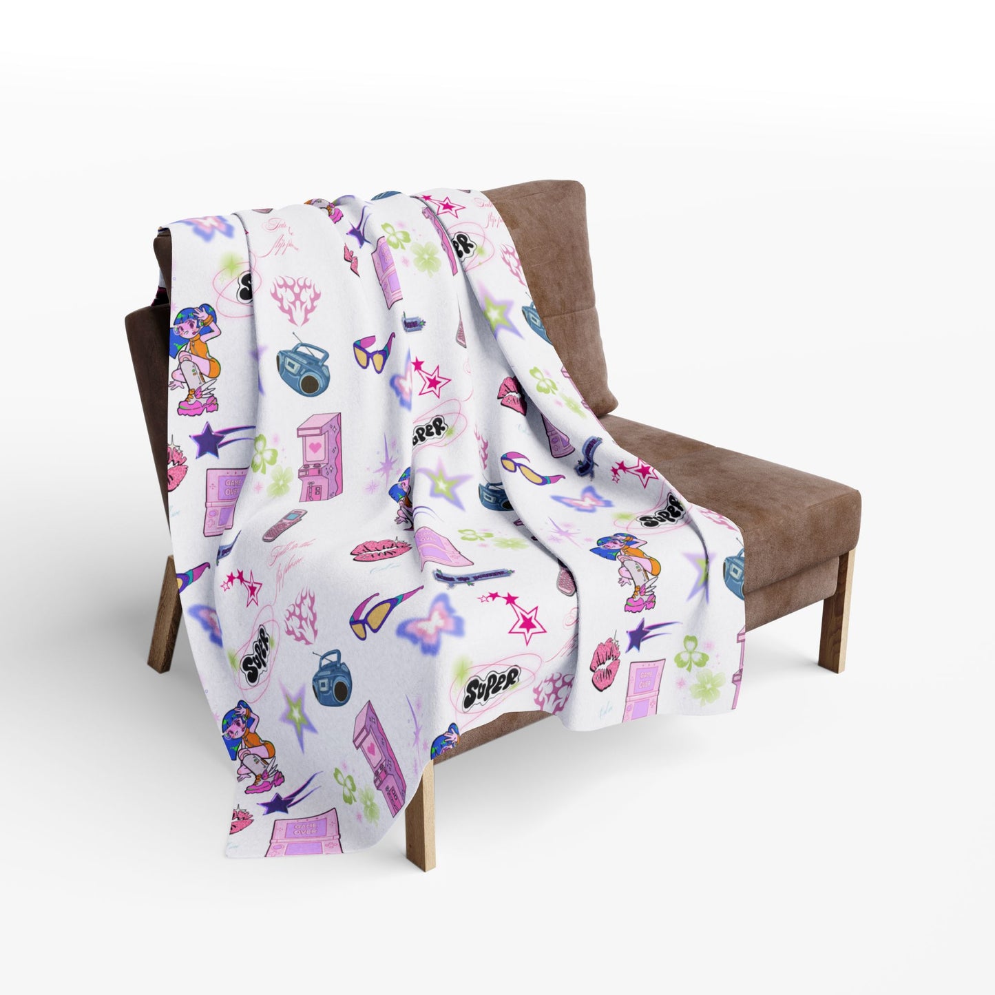 Vibrant Y2K Fleece Blanket | Kidcore nostalgic design