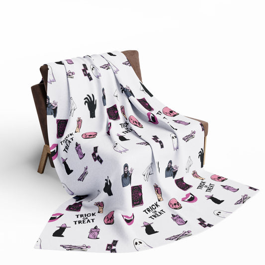 Spooky Halloween Fleece Blanket,Trick or Treat cozy Throw