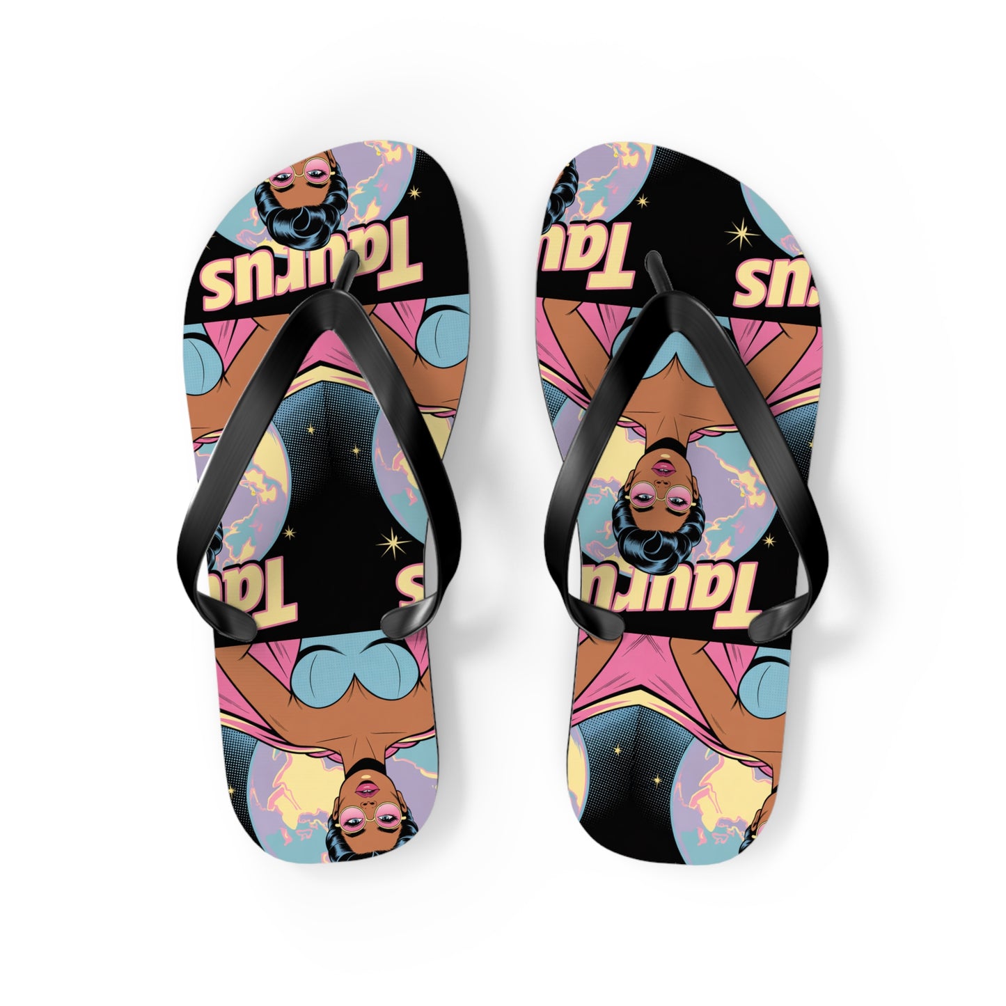 ‘TAURUS’ Colourful Flip Flops, Zodiac Sandals for Astrology Lovers