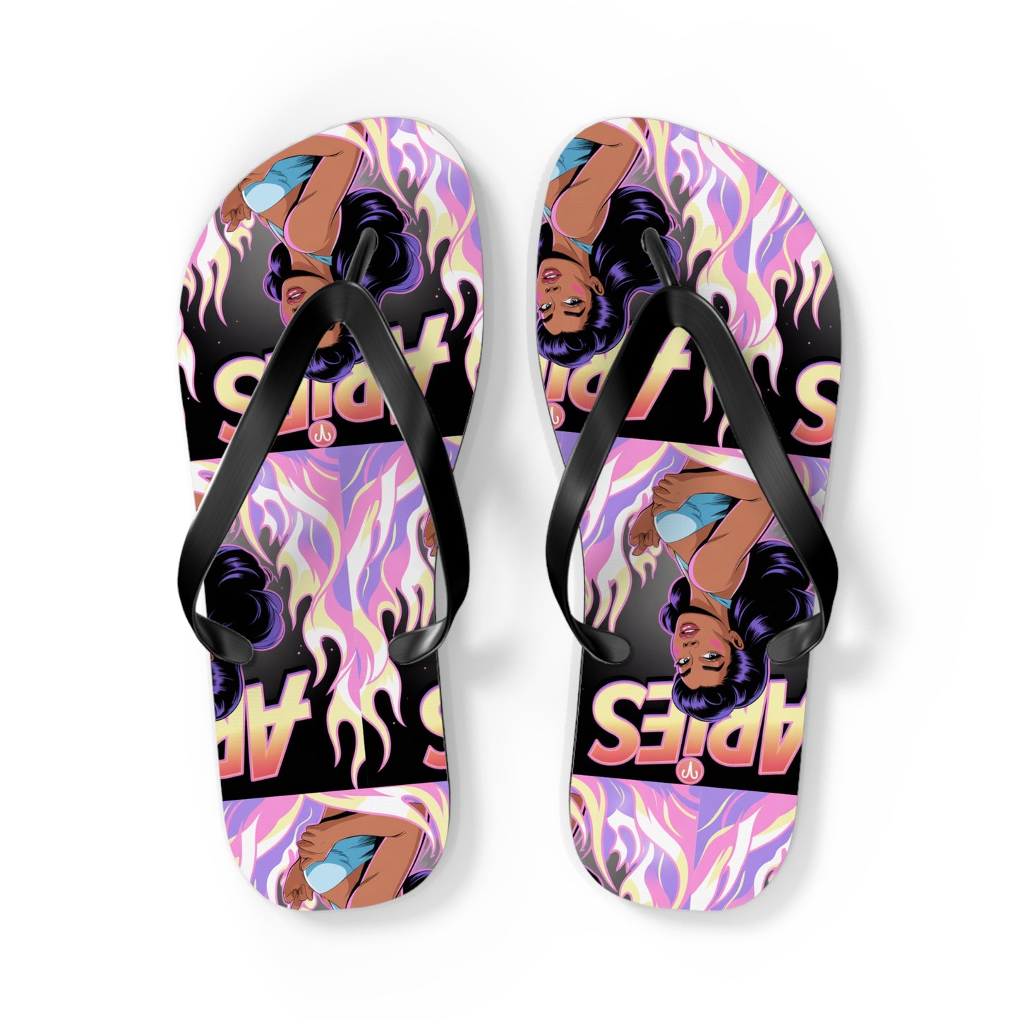 ‘ARIES’ Graphic Flip Flops - Beach Footwear, Vacation Essentials