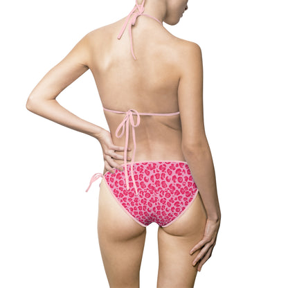 Pink Leopard Print Women's Bikini Swimsuit