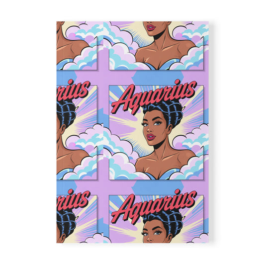 Air sign ✨ Aquarius Themed Softcover Notebook, Zodiac journal