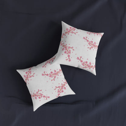 Cherry Blossom Square Pillow, Floral Home Decor, Spring Couch Cushion