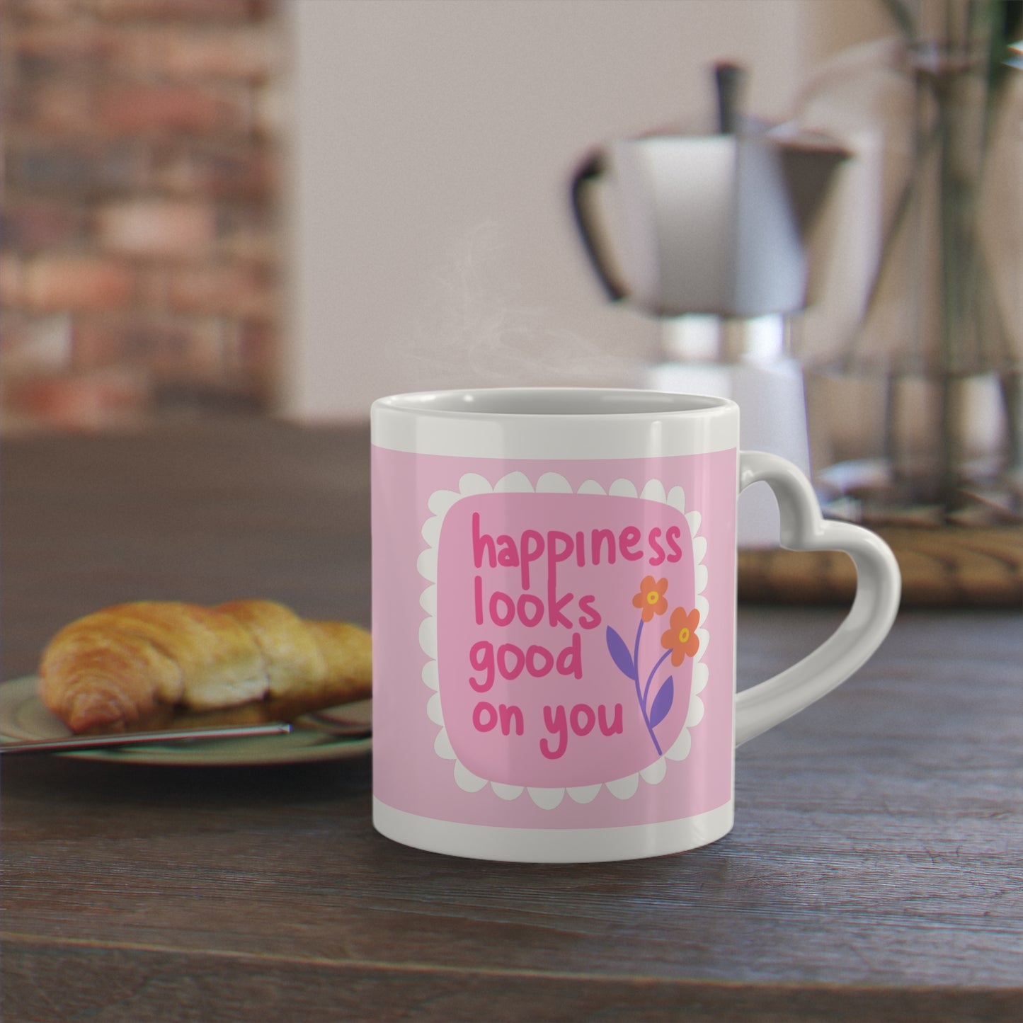 Happiness Looks Good On You Heart-Shaped Mug