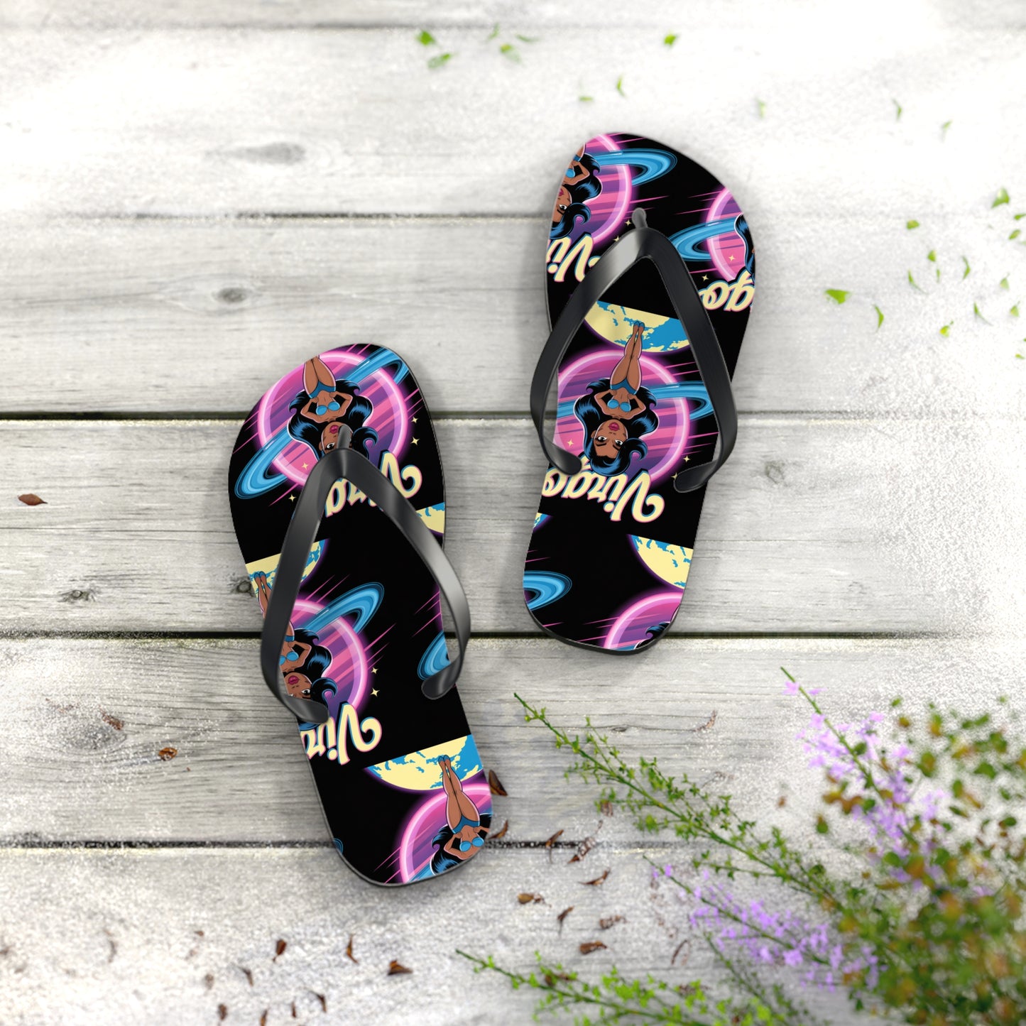 ‘VIRGO’ Cosmic Flip Flops, Beach Footwear, Summer Sandals