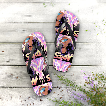‘ARIES’ Graphic Flip Flops - Beach Footwear, Vacation Essentials