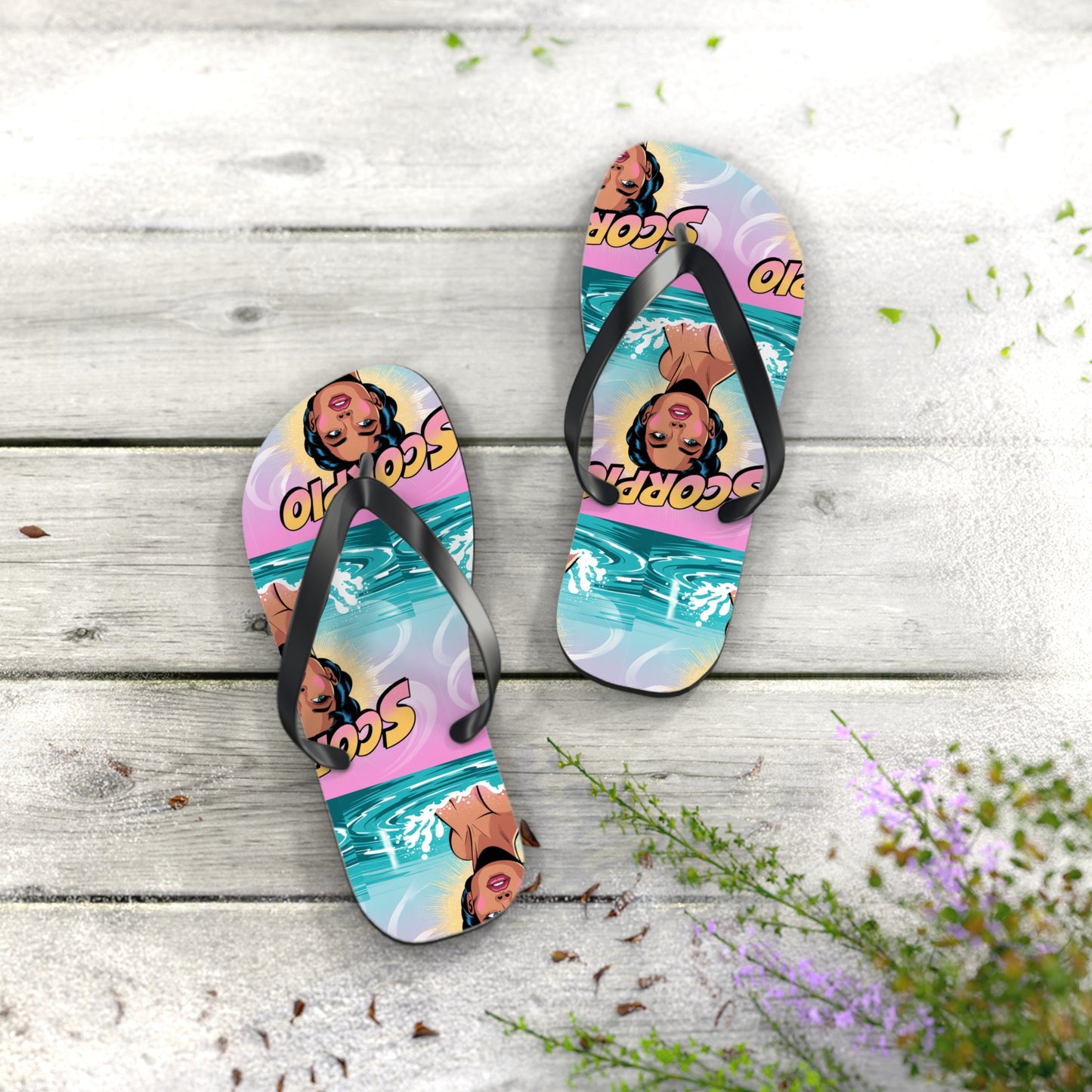 ‘Scorpio’ Zodiac Flops | Fun Beach Sandals, Astrology Gifts