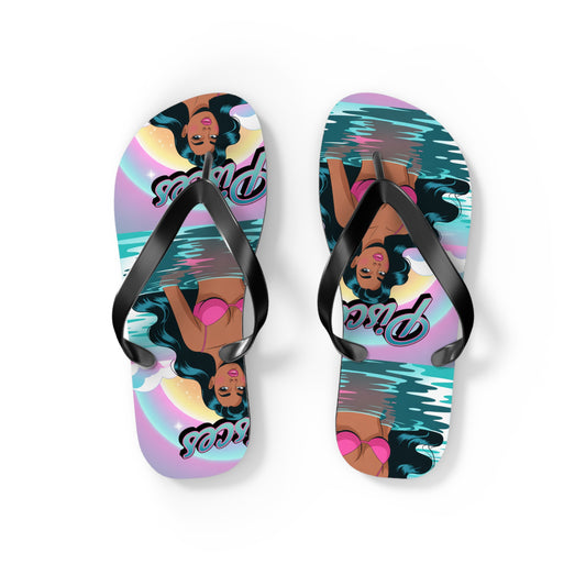 ‘PISCES’ Beach Flip Flops, Summer Footwear