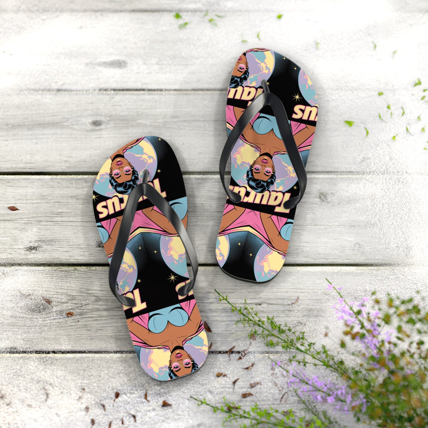 ‘TAURUS’ Colourful Flip Flops, Zodiac Sandals for Astrology Lovers