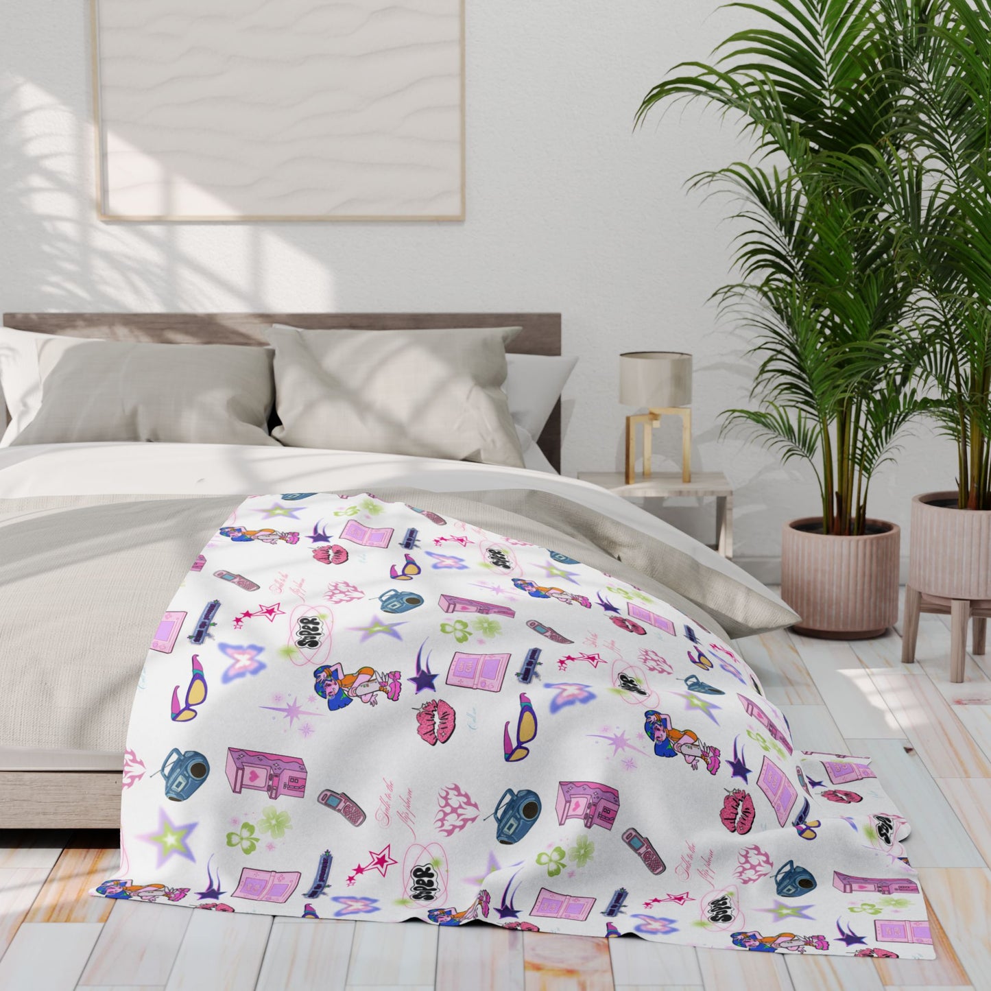 Vibrant Y2K Fleece Blanket | Kidcore nostalgic design