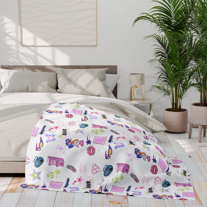 Vibrant Y2K Fleece Blanket | Kidcore nostalgic design