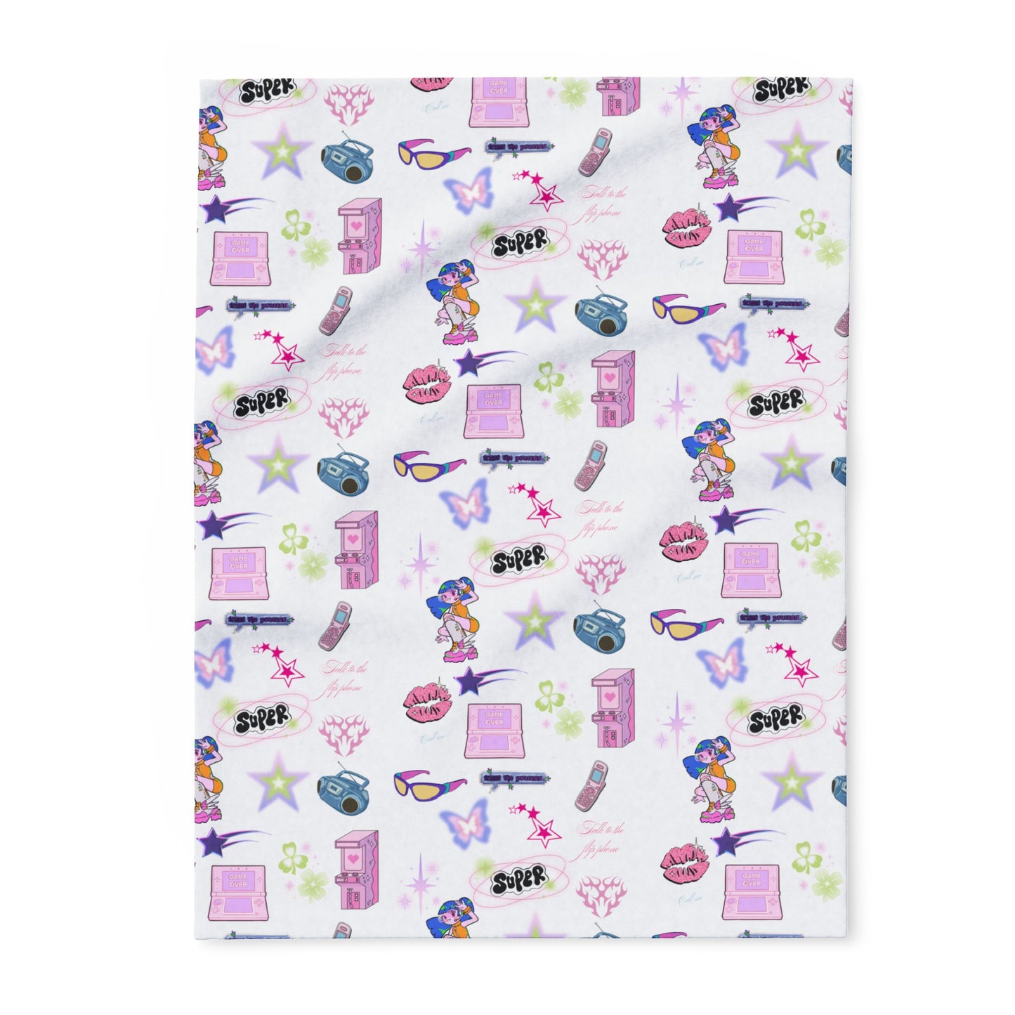 Vibrant Y2K Fleece Blanket | Kidcore nostalgic design