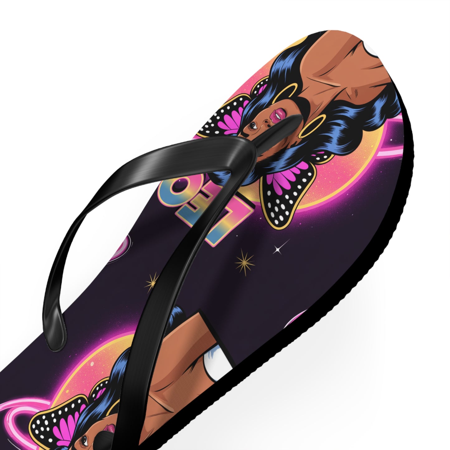 ‘LEO’ Vibrant Graphic Flip Flops, Fun Summer Footwear, Beach Comfort