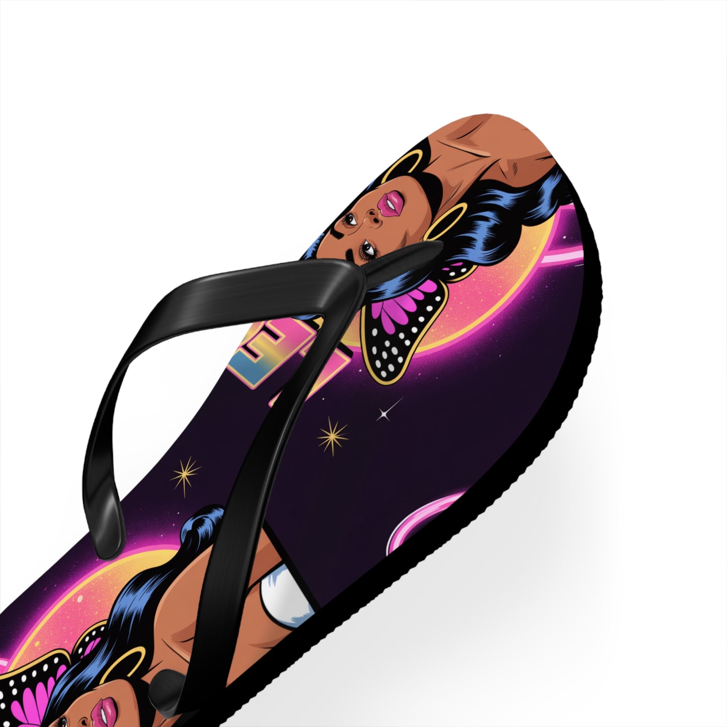 ‘LEO’ Vibrant Graphic Flip Flops, Fun Summer Footwear, Beach Comfort