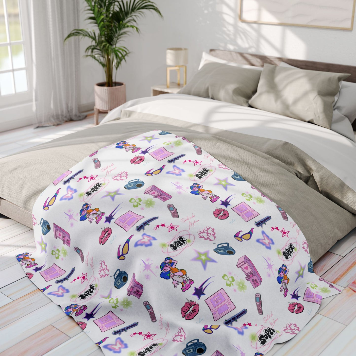 Vibrant Y2K Fleece Blanket | Kidcore nostalgic design