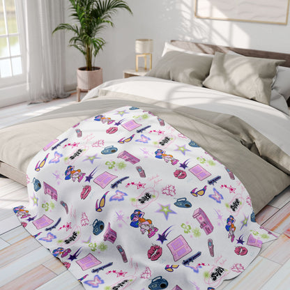 Vibrant Y2K Fleece Blanket | Kidcore nostalgic design