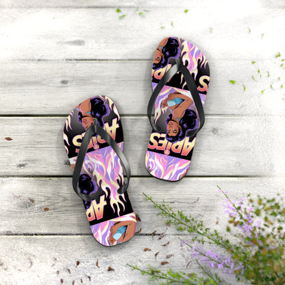 ‘ARIES’ Graphic Flip Flops - Beach Footwear, Vacation Essentials