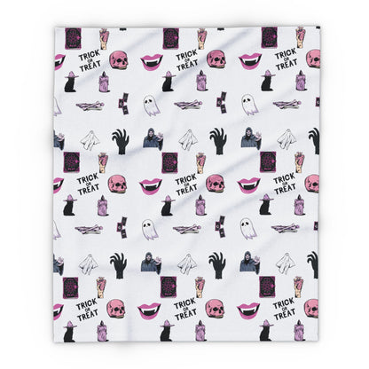 Spooky Halloween Fleece Blanket,Trick or Treat cozy Throw